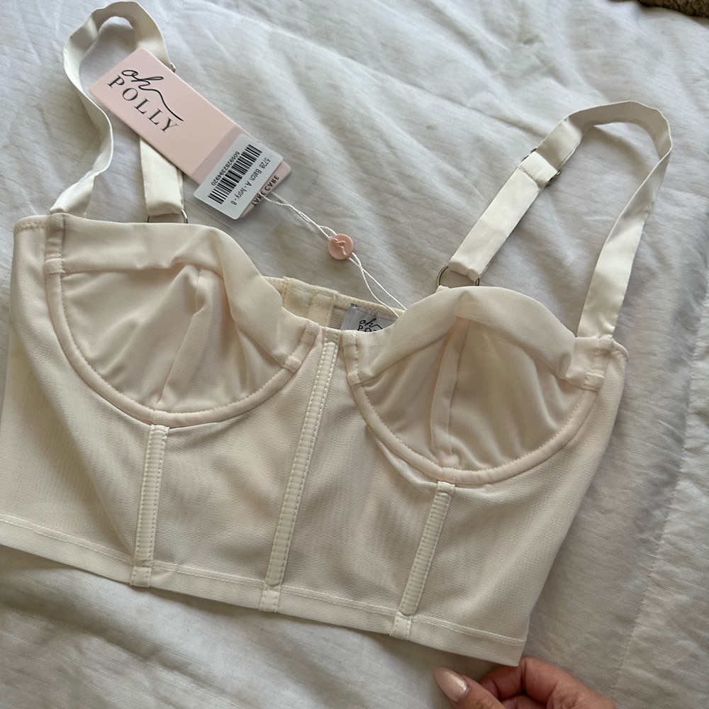 NWT Oh Polly size 4 cream white corset crop